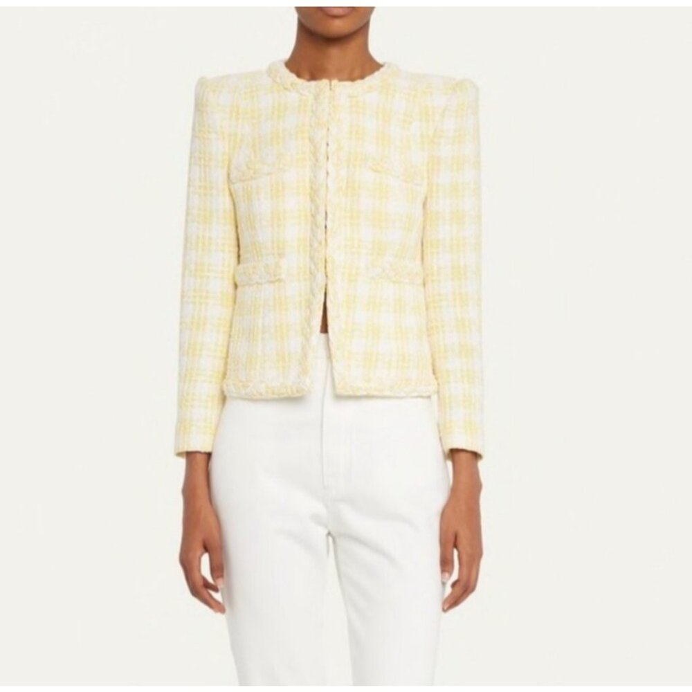 NWT Veronica Beard Bryne Jacket in Pale Yellow/White Size 10